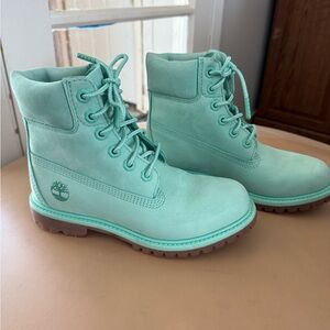 Timberland Women's Mint Turquoise Lace-Up Boots